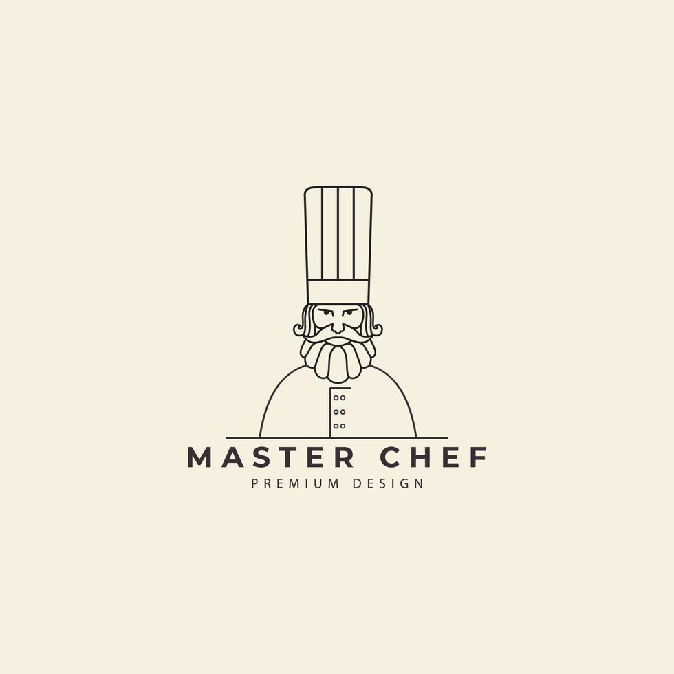 logotipo de chef con sombrero de chef en línea estilo vector icono símbolo ilustración diseño