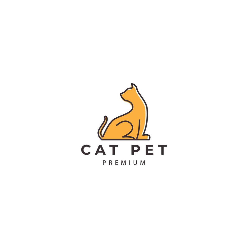 ilustración de diseño de símbolo de icono de vector de estilo de línea minimalista de logotipo de gato mascota