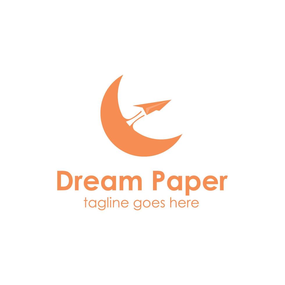 Dream Paper logo design template with moon icon simple and unique. perfect for business, company, mobile, store, etc. vector