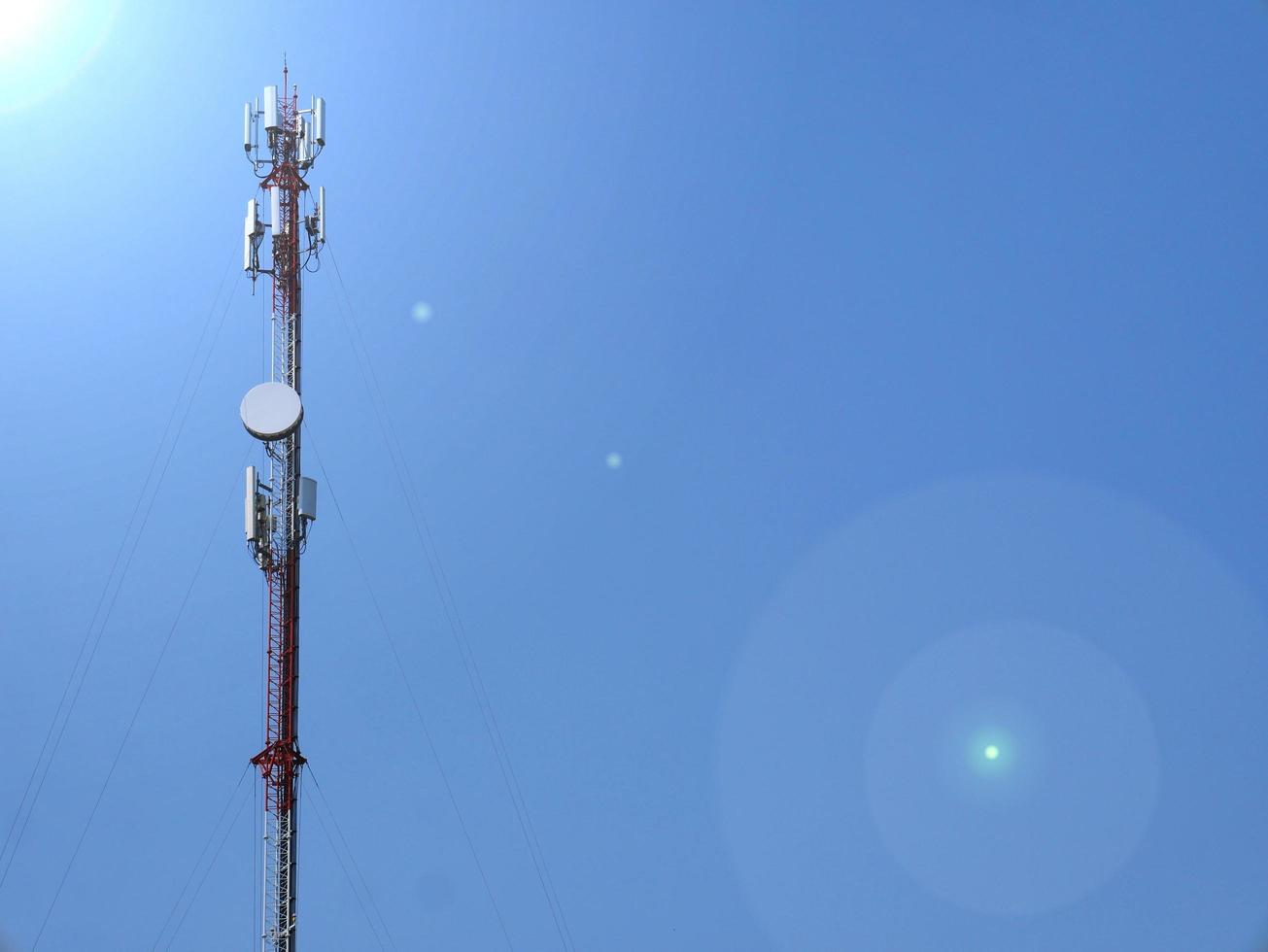 Telephone towers used to broadcast signals at dusk. photo