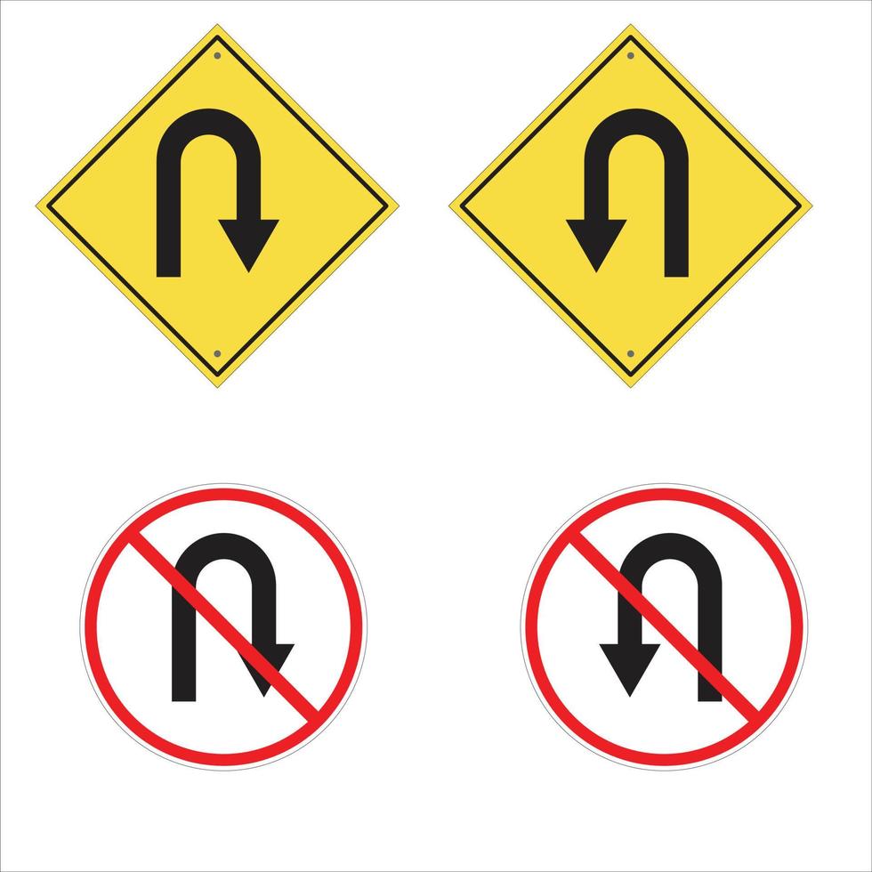 set of traffic signs u turn and dont u turn vector