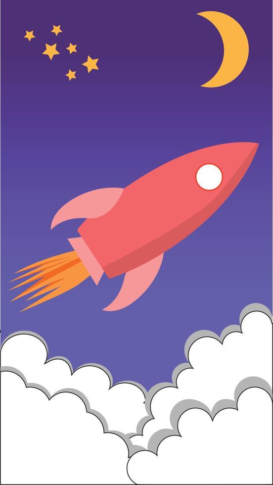 rocket in the sky vector