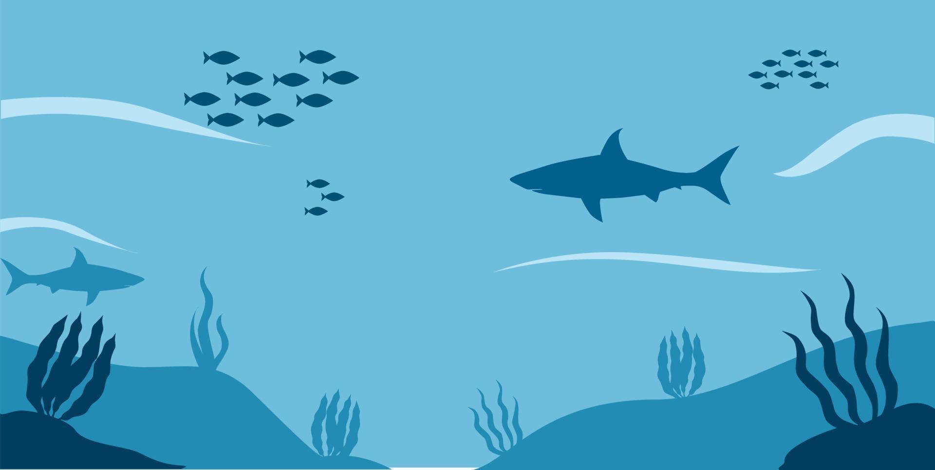 under the sea ecosystem vector shark fish
