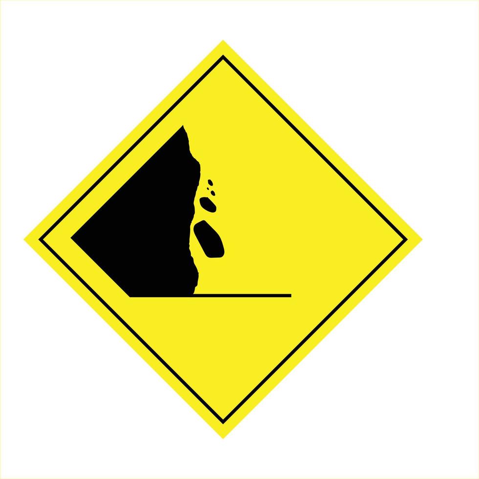 avalanche or landslide road sign yellor traffic sign vector