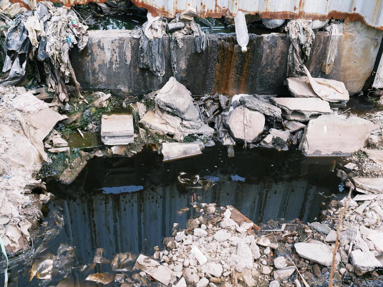 Industrial wastewater is dirty and foul smelling, causing damage to the ecological system and the environment. photo