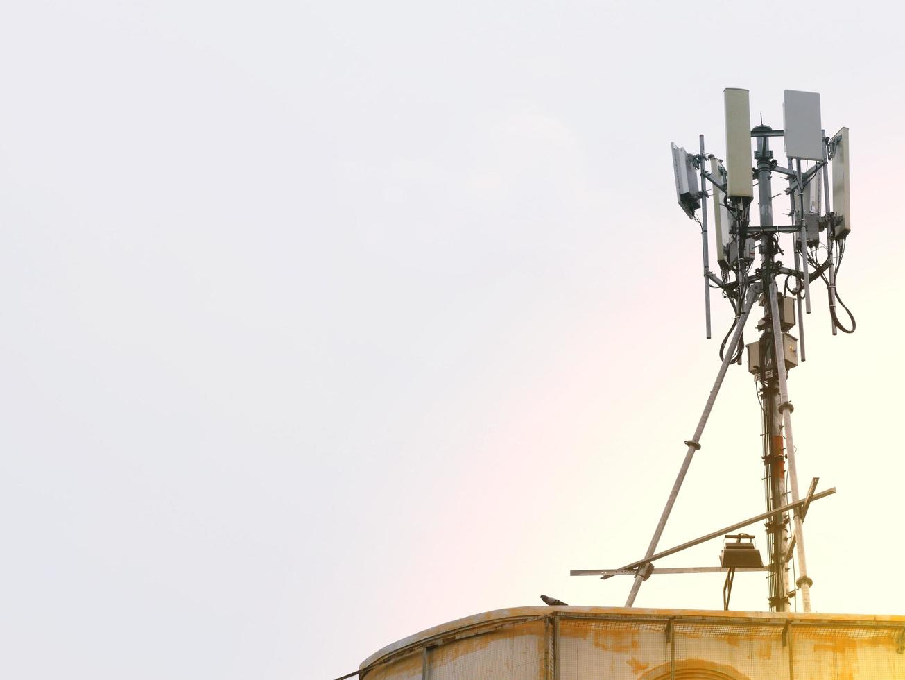 Telephone towers installed on the building. photo