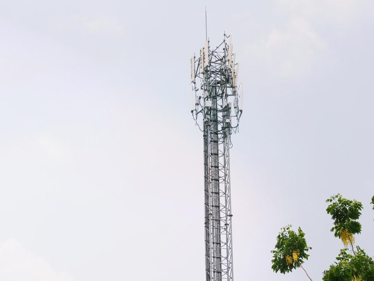 Telephone towers used to broadcast signals at dusk. photo
