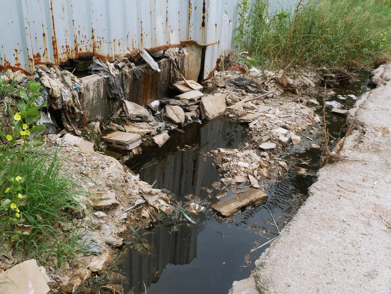 Industrial wastewater is dirty and foul smelling, causing damage to the ecological system and the environment. photo