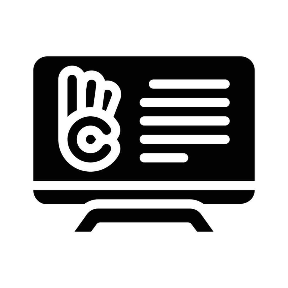 sign language translation and subtitling glyph icon vector illustration
