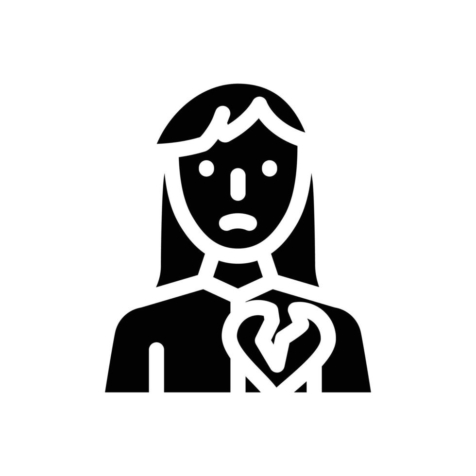 broken heart girl glyph icon vector illustration