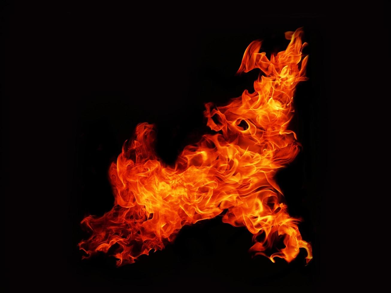 Flame meat that burns from a furnace or from cooking. dangerous feeling abstract black background .Suitable for banners or advertisements photo