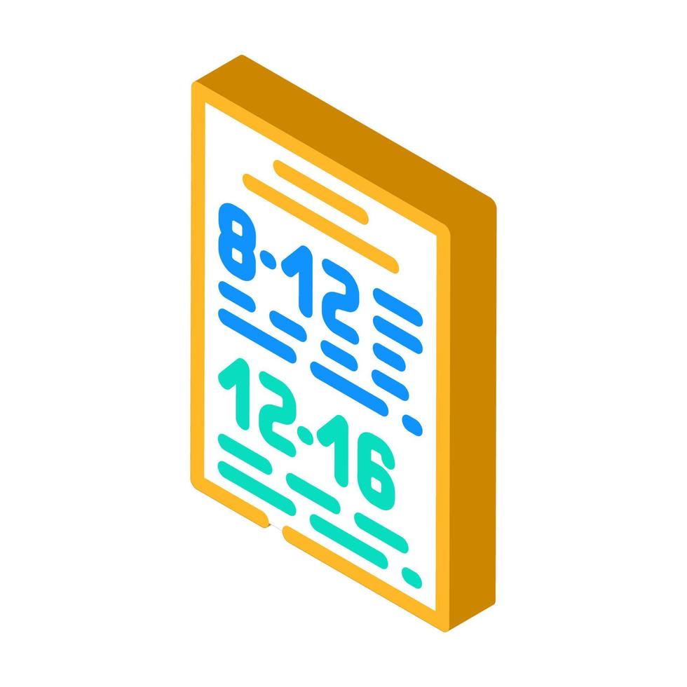 schedule of canteen work isometric icon vector illustration