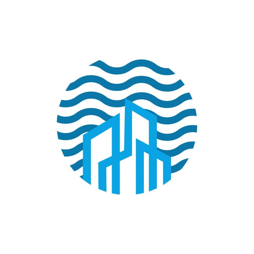 Hotel Wave logo design template vector