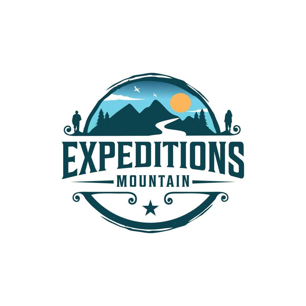 plantilla de diseño de logotipo de montaña de expediciones vector