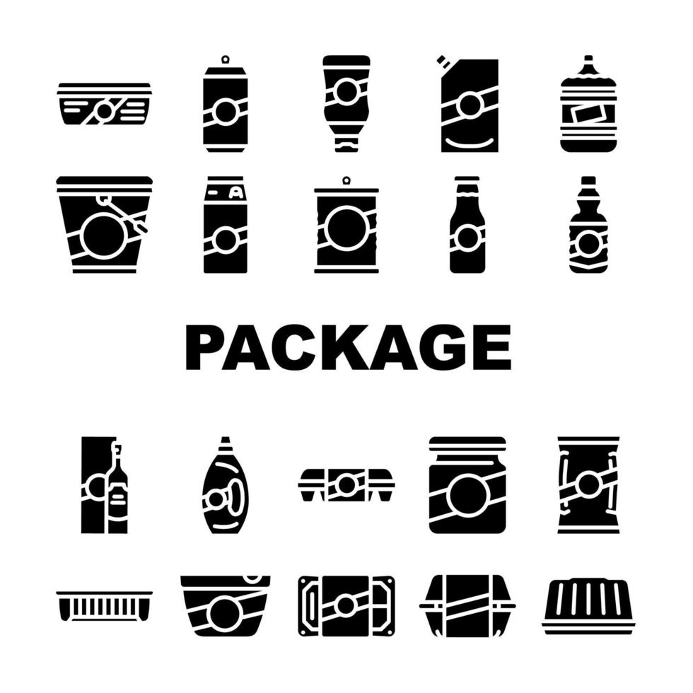 Package For Product Collection Icons Set Vector