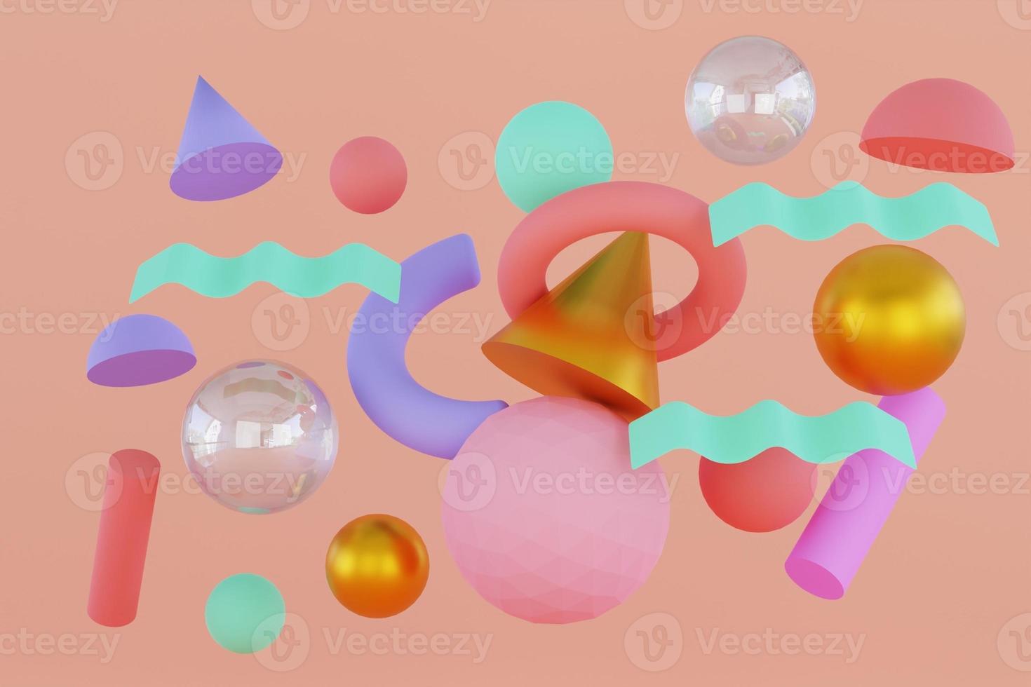 3d Geometric shapes colorful background photo