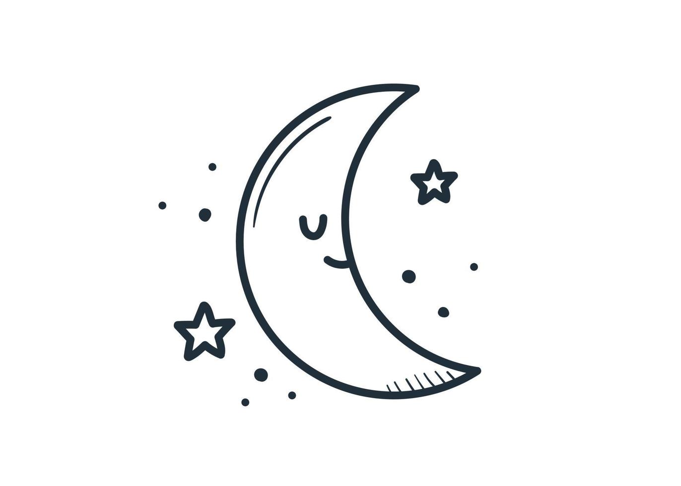 cute kawaii moon. doodle cartoon style vector