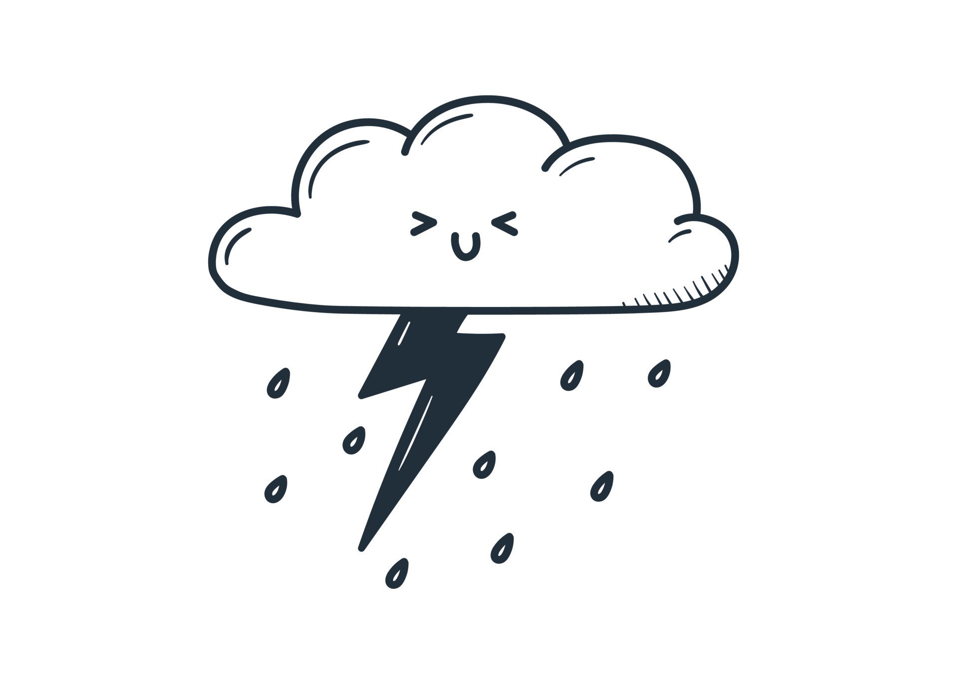 cute kawaii cloud with thunderstorm and rain. doodle cartoon style 8166196 Vector Art at Vecteezy cute kawaii cloud with thunderstorm and rain. doodle cartoon style 8166196 Vector Art at Vecteezy