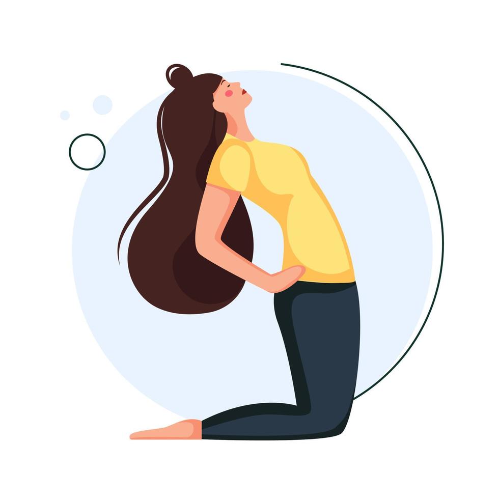 ilustración conceptual para yoga, meditación, relajación, descanso, estilo de vida saludable. ilustración vectorial en estilo de dibujos animados plana vector