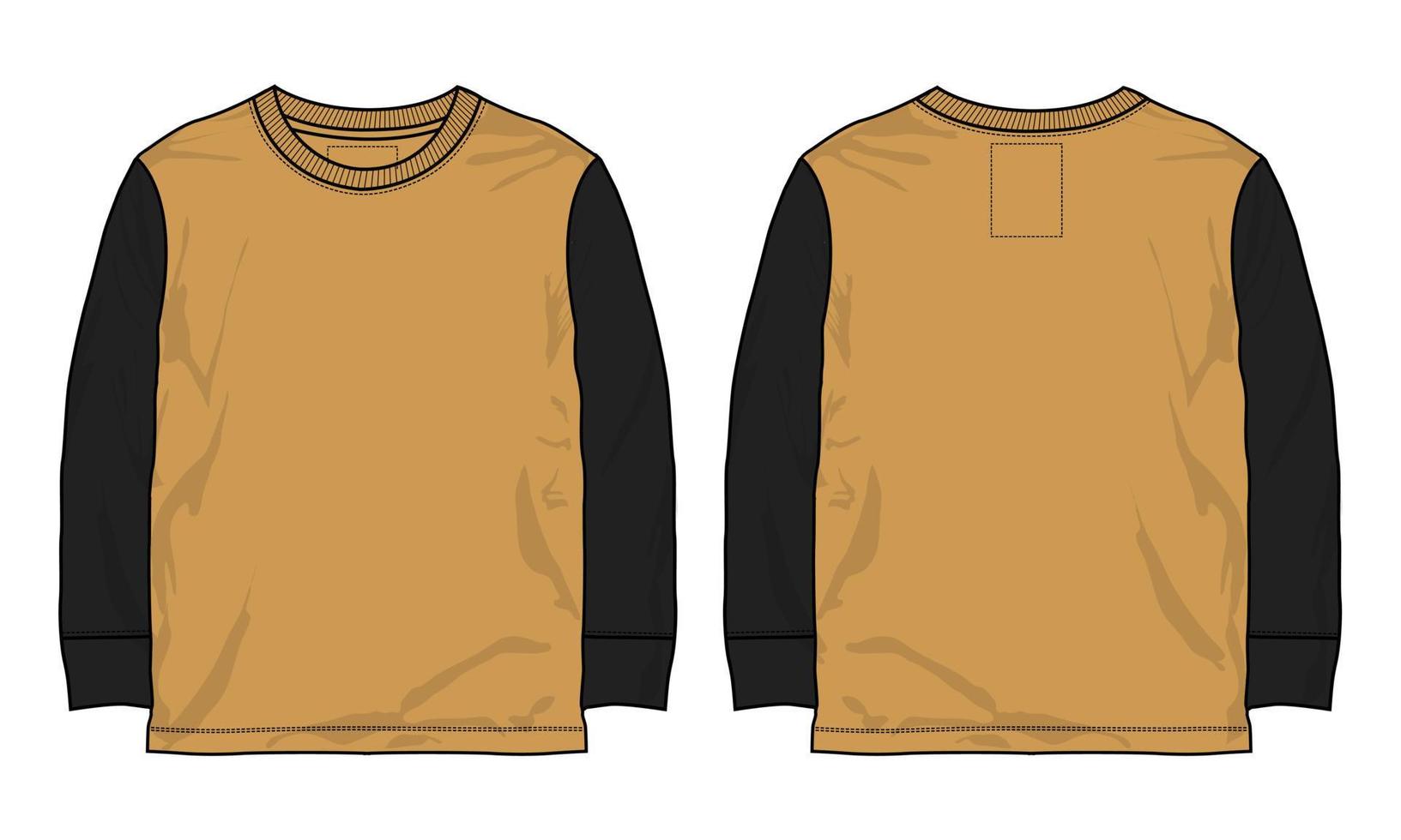 Long sleeve t shirt technical fashion flat sketch vector illustration template