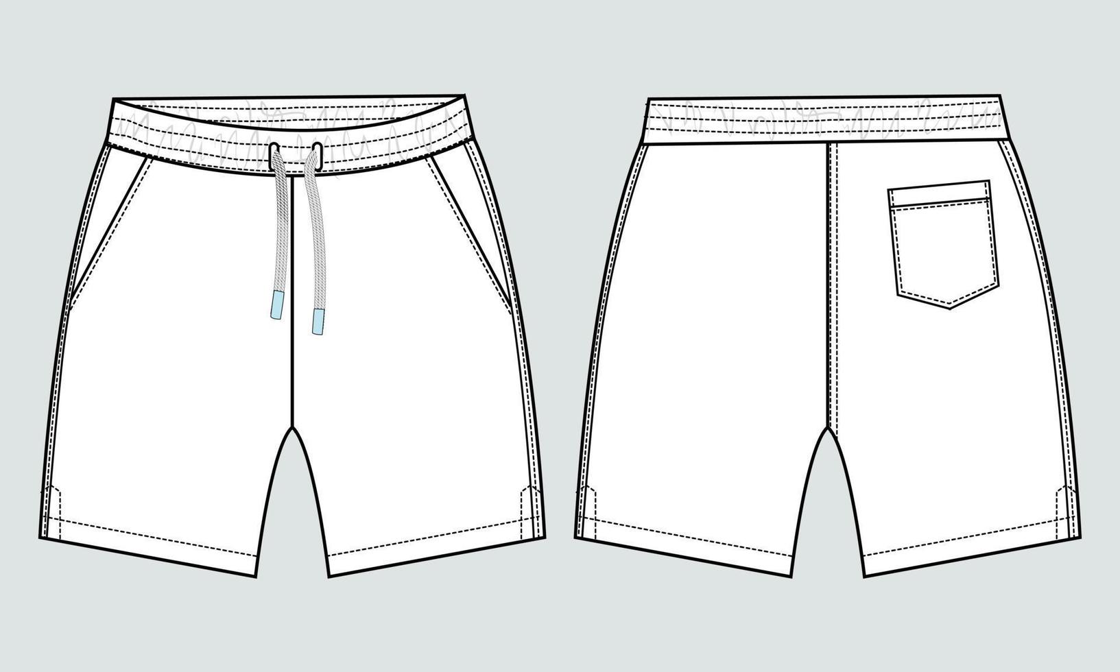 Premium Vector  Vector illustration of pants front and side views shorts  vector sketch illustration