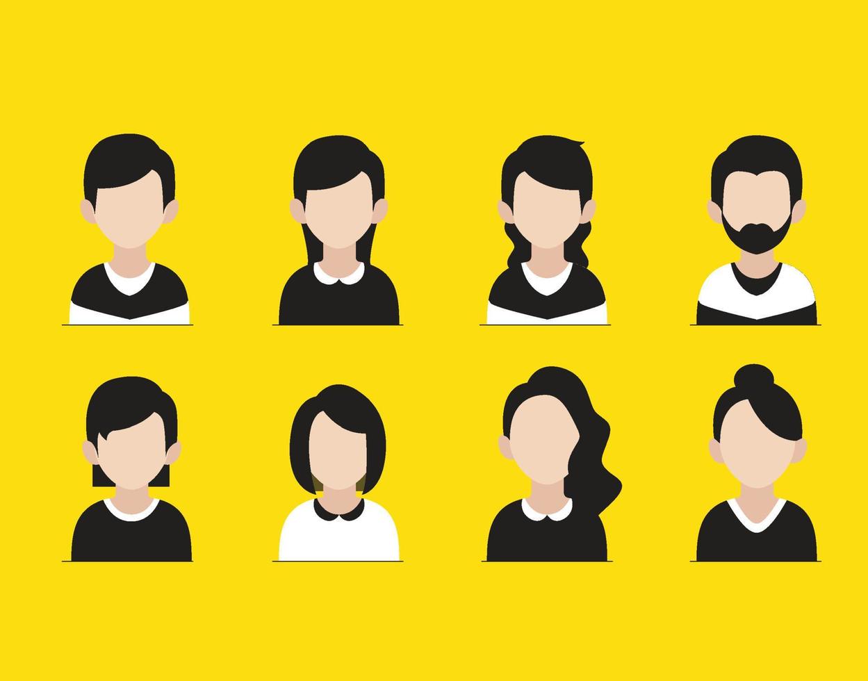 people hairstyle flat icons vector