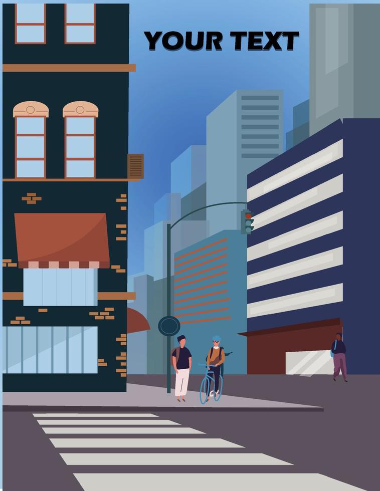 city life poster street pedestrian vector