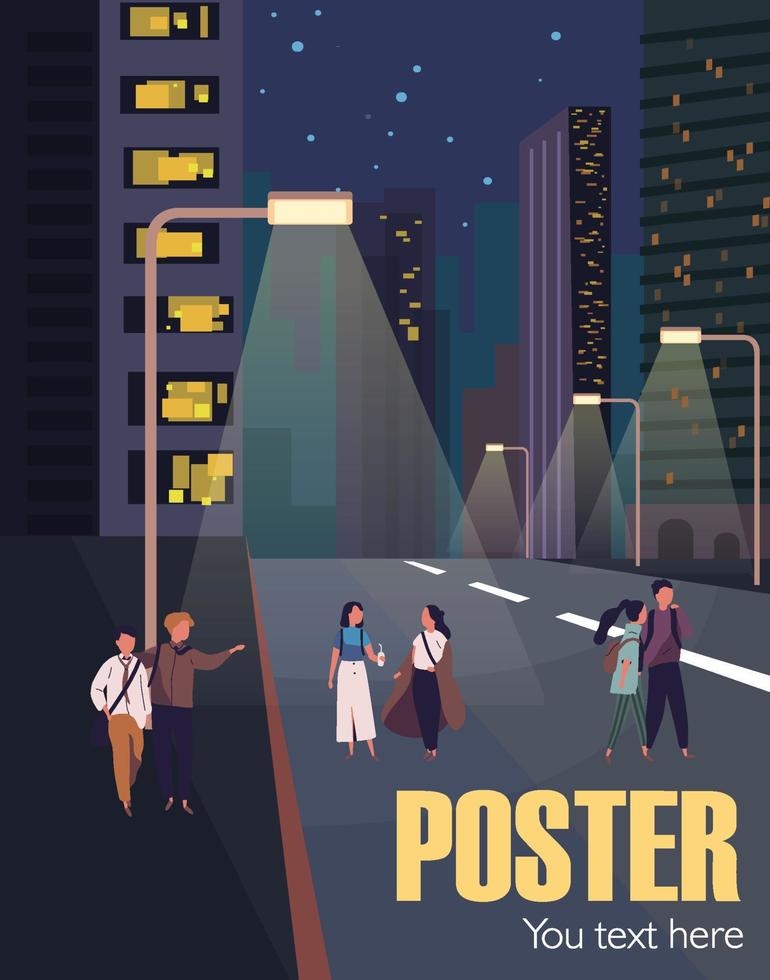 city scene poster night street sketch vector