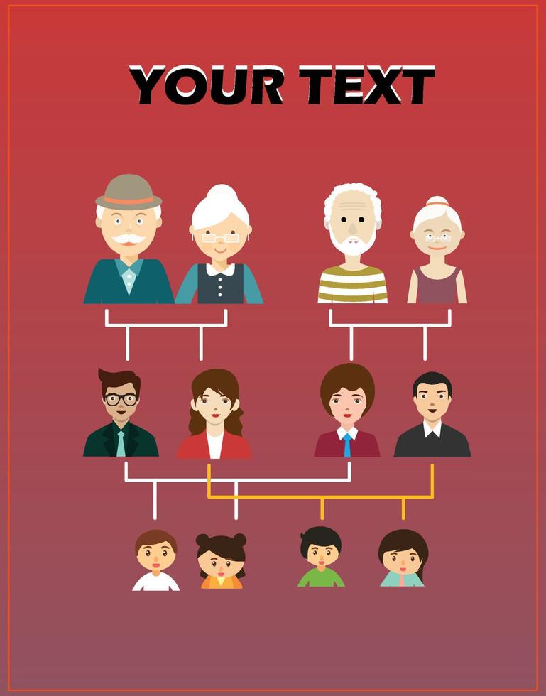 iconos de personas de generación de árboles genealógicos vector