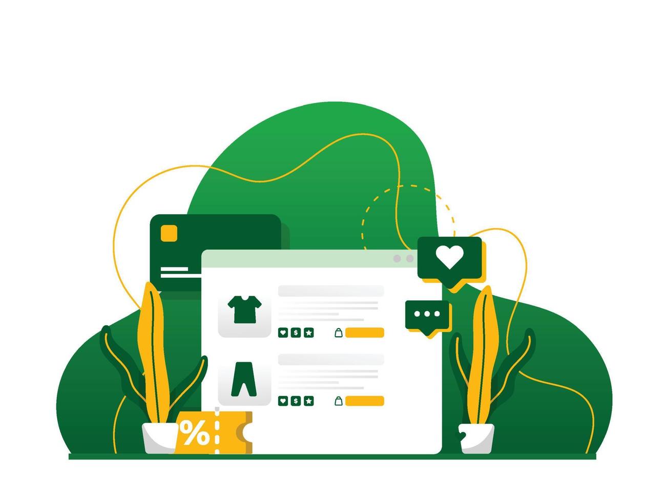 online shopping data analysis design vector