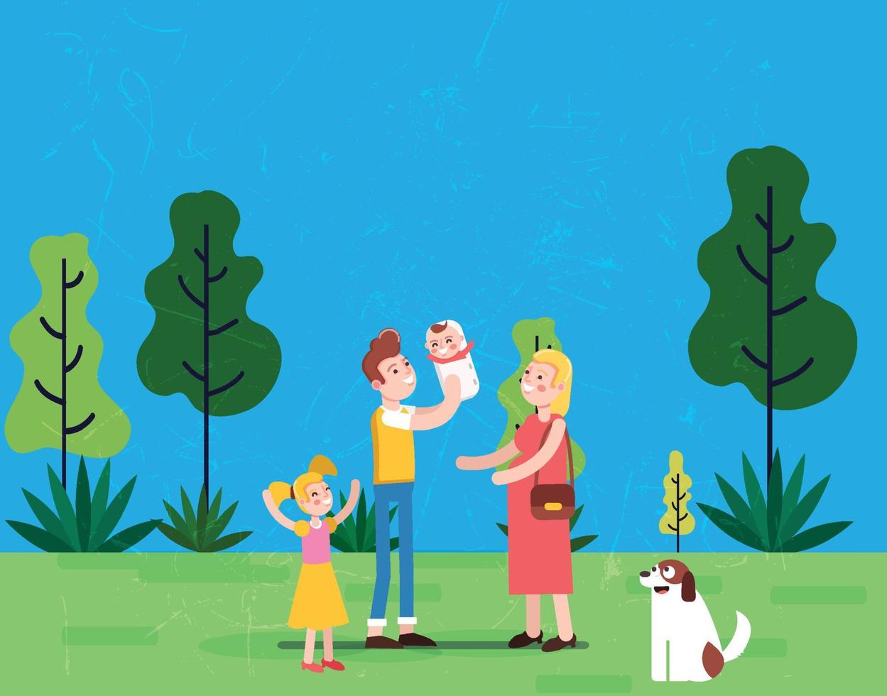 Happy Family With Newborn Baby vector