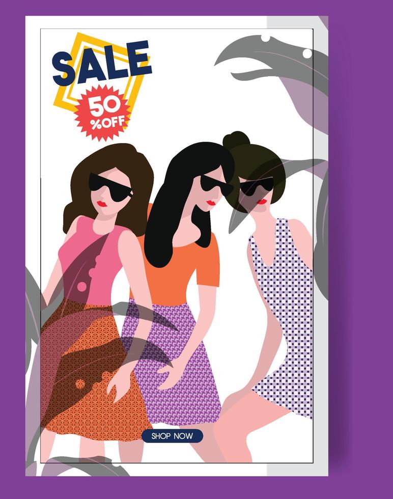 fashion sale banners lady icons vector