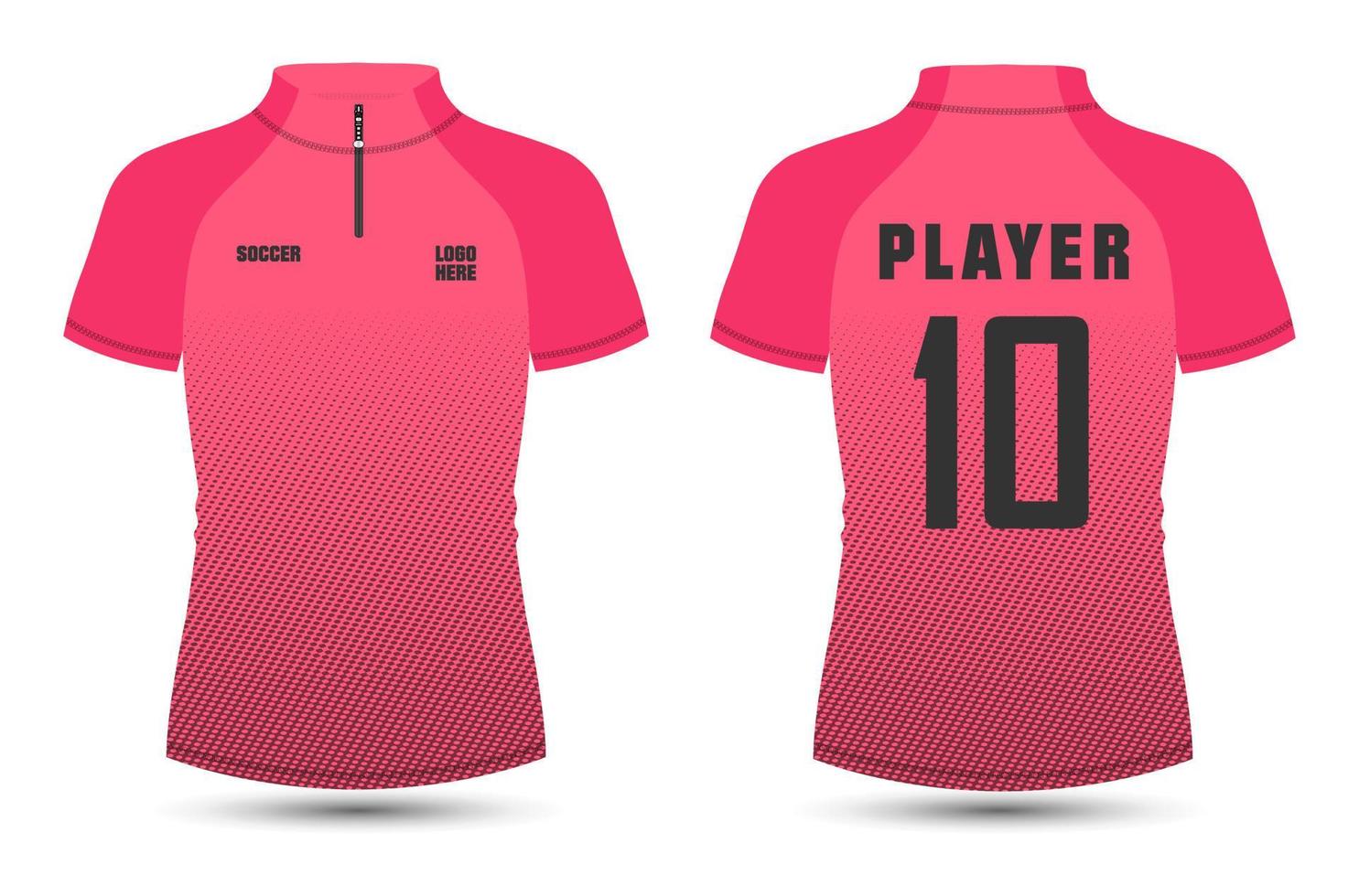 Short sleeve with short zip soccer cycling jersey Technical Flat sketch Vector Illustration template