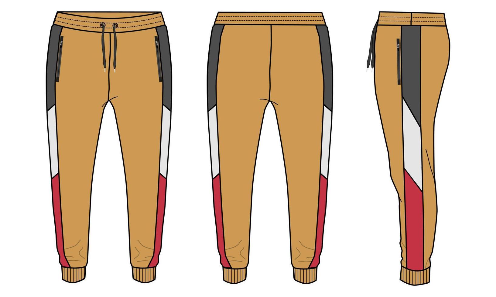 Leggings pant technical fashion flat sketch vector illustration Yellow color template for kids