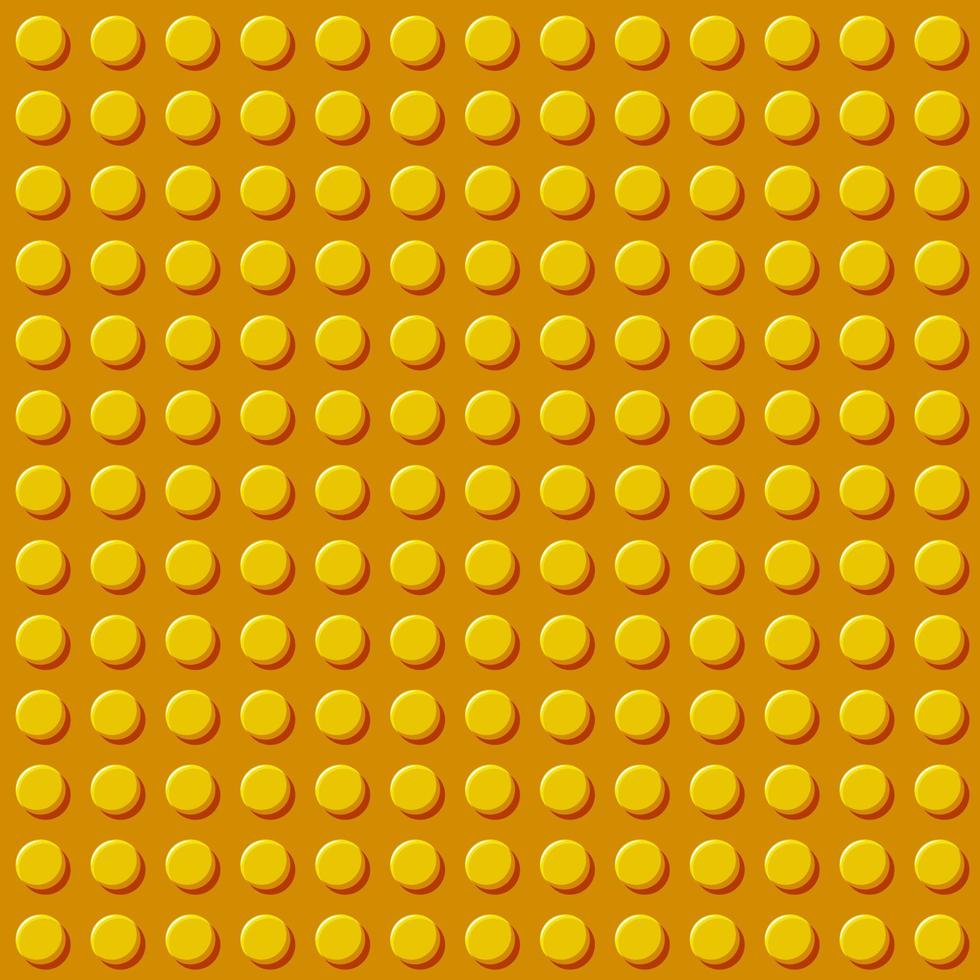 bloque de juguetes de plástico dorado patrón sin costuras.constructor. ilustración de dibujos animados vectoriales. vector
