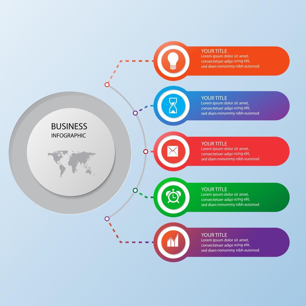 Business infographic with 5 elelment vector