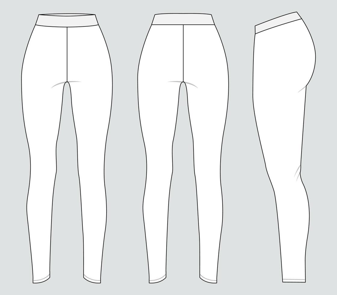Slim fit Leggings technical Fashion flat sketch vector illustration template for ladies
