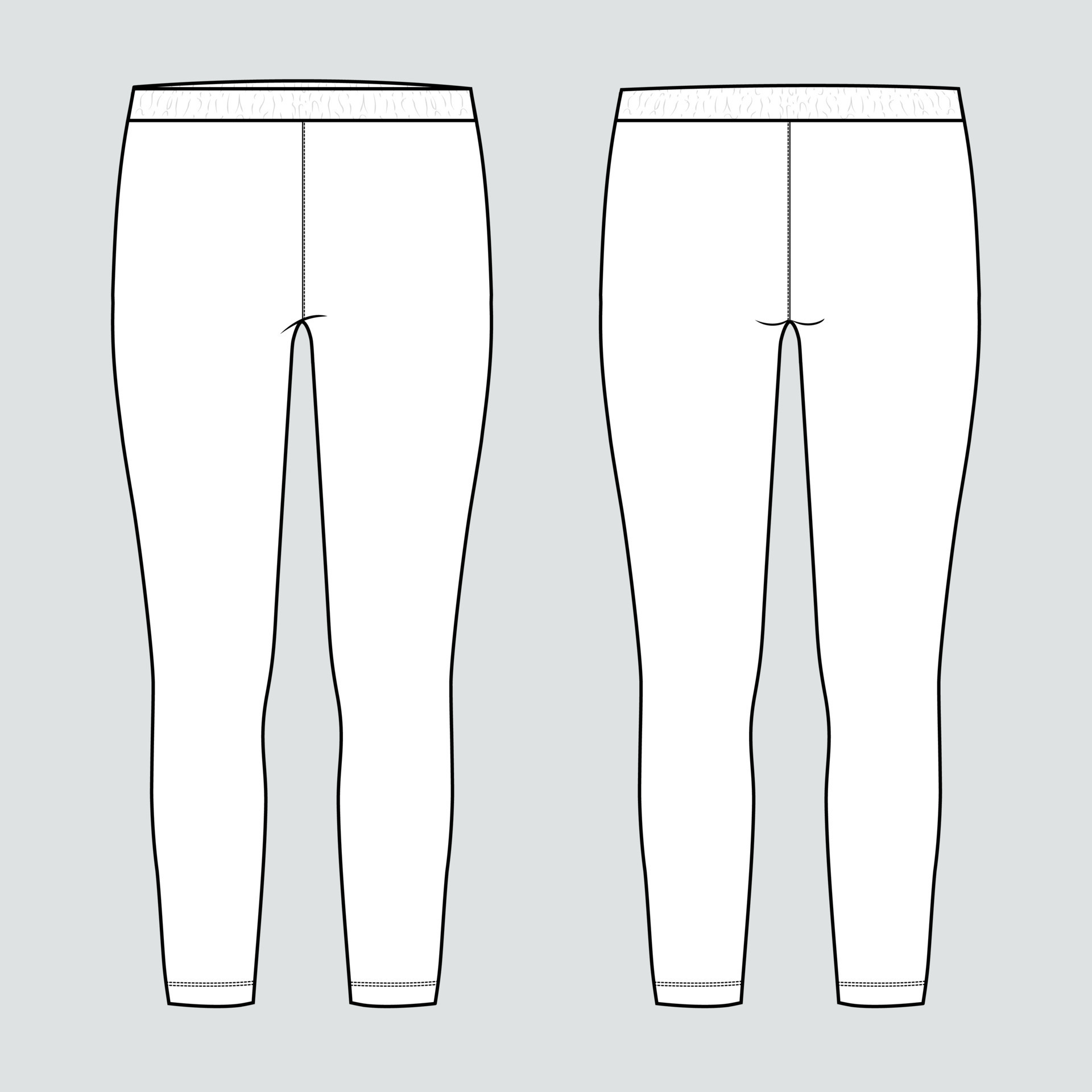 Slim fit Leggings technical Fashion flat sketch vector