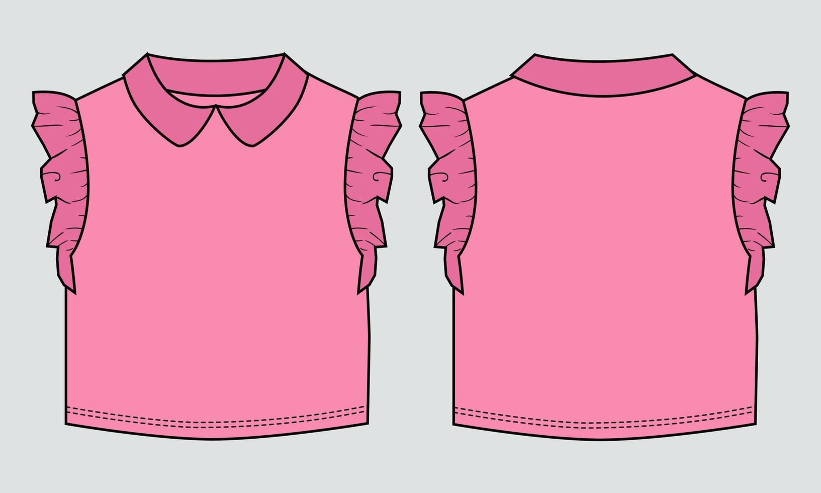 Baby girls Dress design fashion flat sketch vector illustration purple Color  template