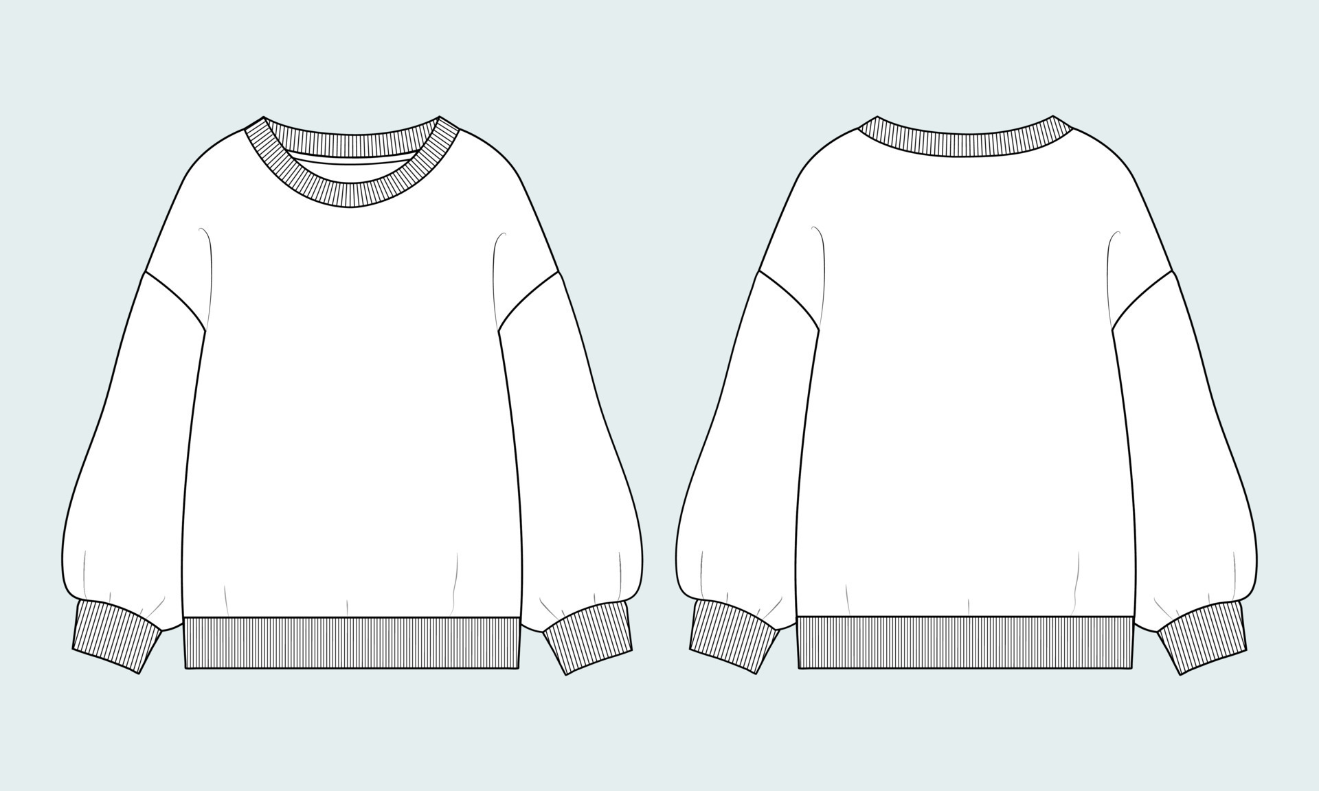 Premium Vector | Girls fashion sweatshirt flat sketch template