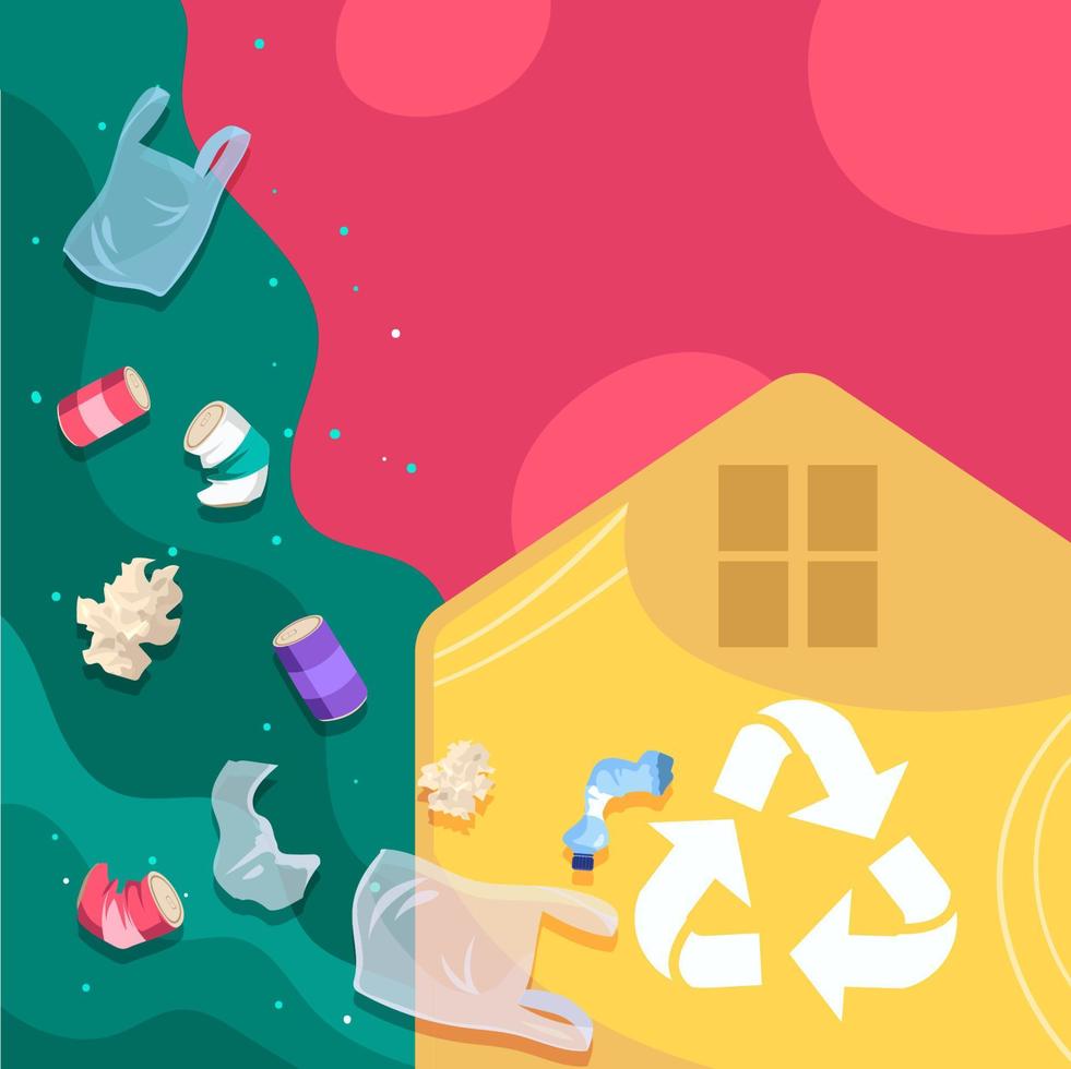 colorido divertido reciclaje hogar verde vida vector