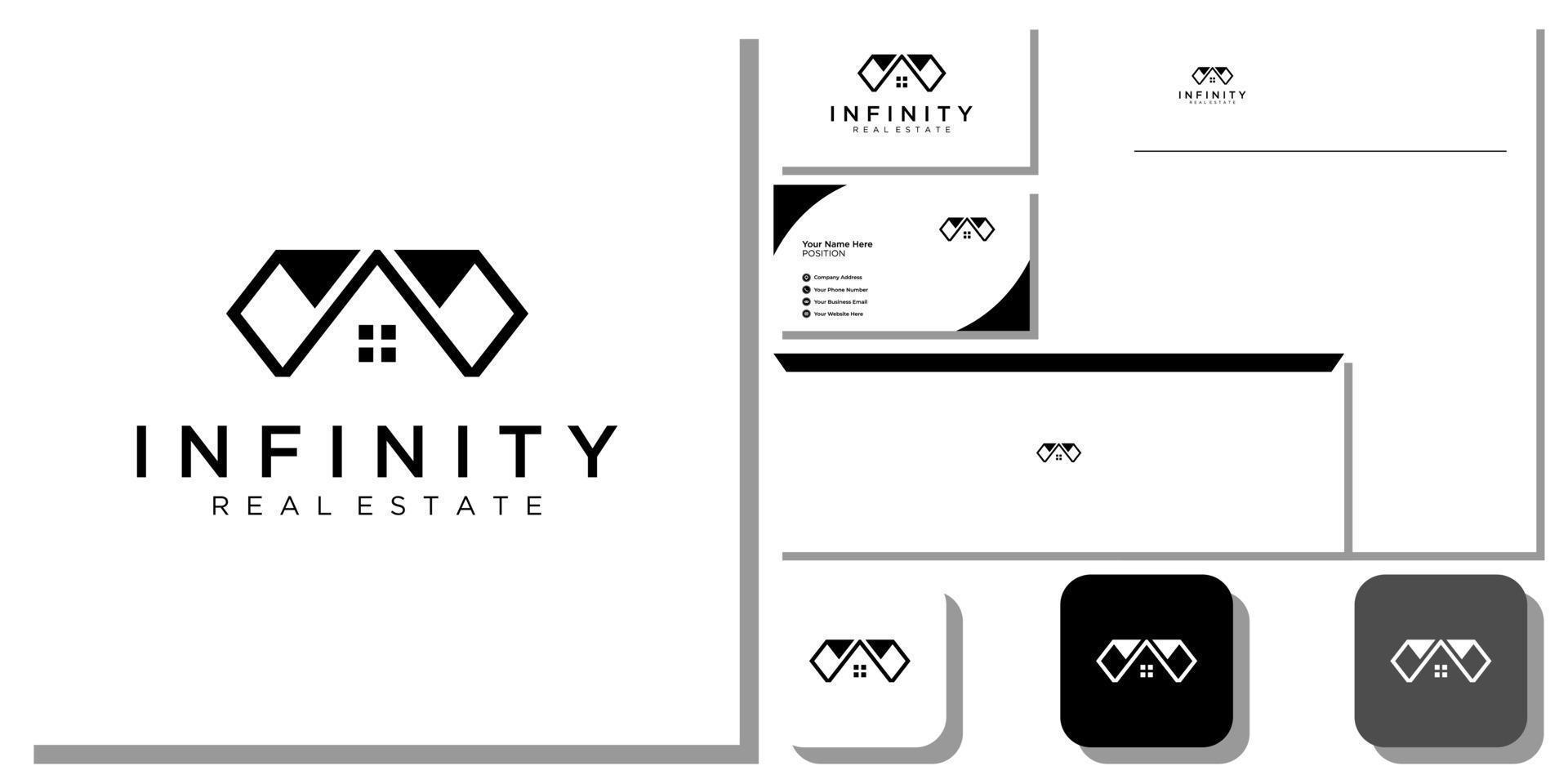 infinity real estate retail store diamante con plantilla de identidad de marca vector