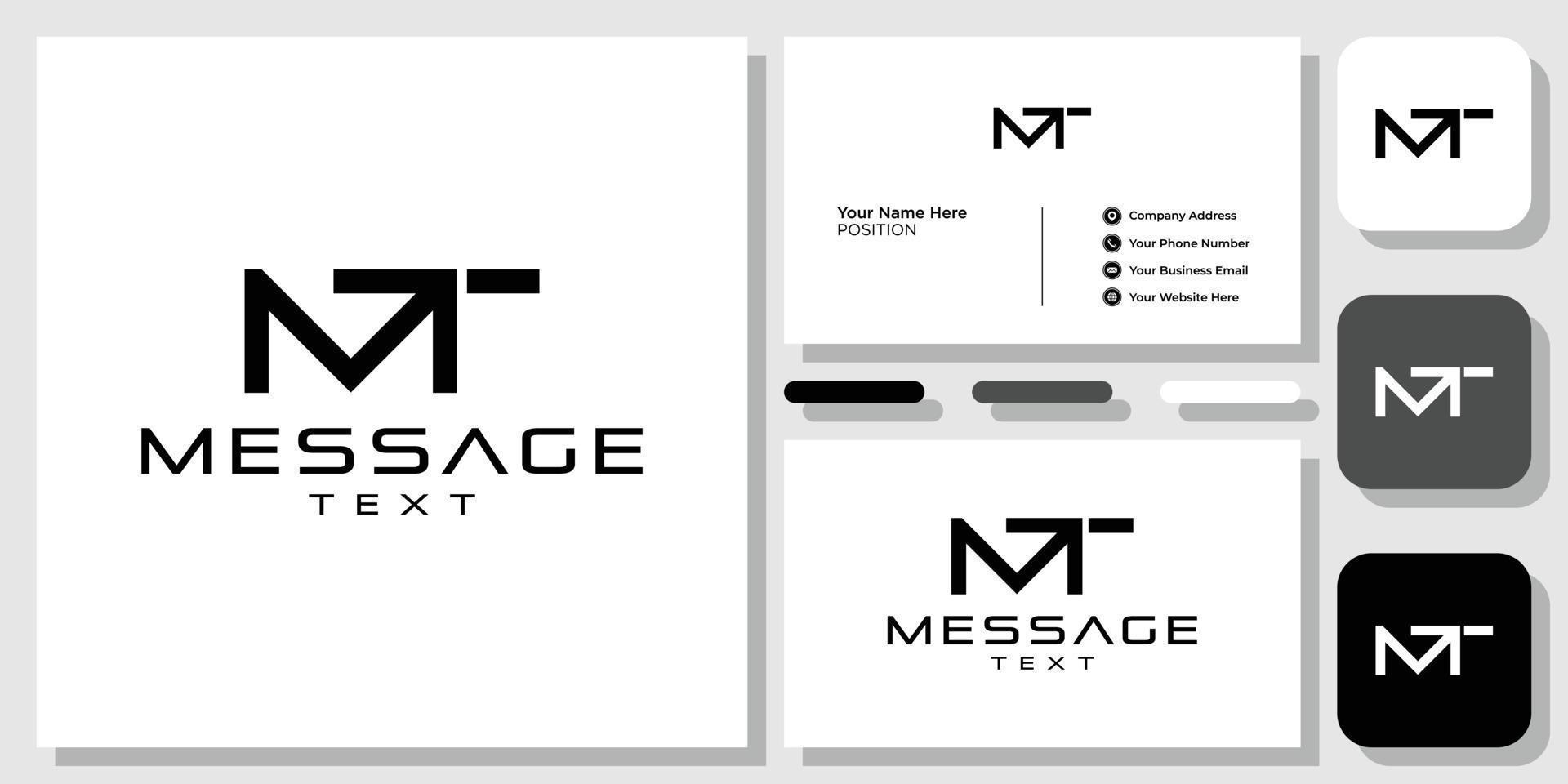Message Text initials font capital arrow with business card template vector