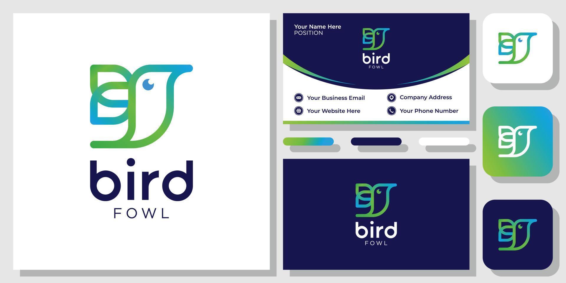 bird fowl outline animal abstract symbol funny with business card template vector