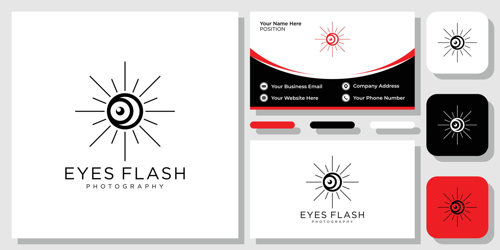 Eyes Flash Photography light camera lens photo with business card