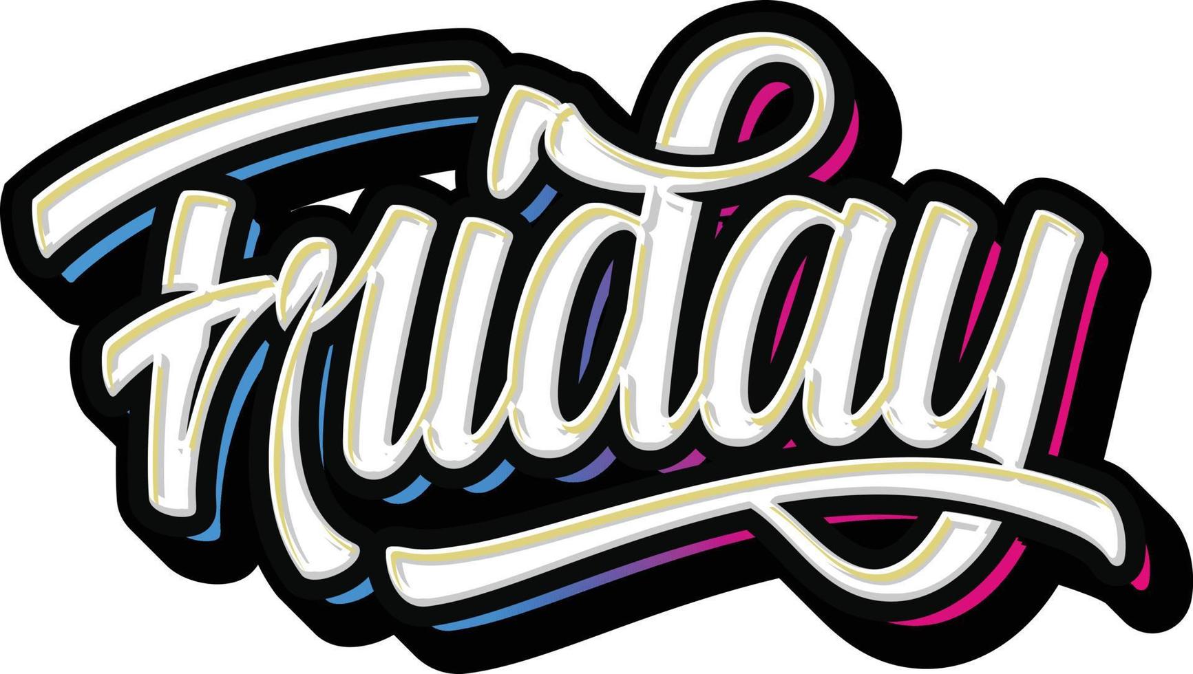 Friday Lettering Typography vector