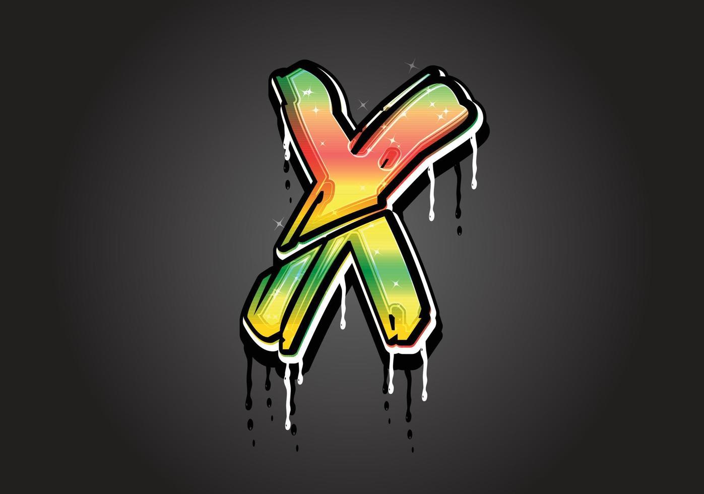 X Brush Letter alphabet vector