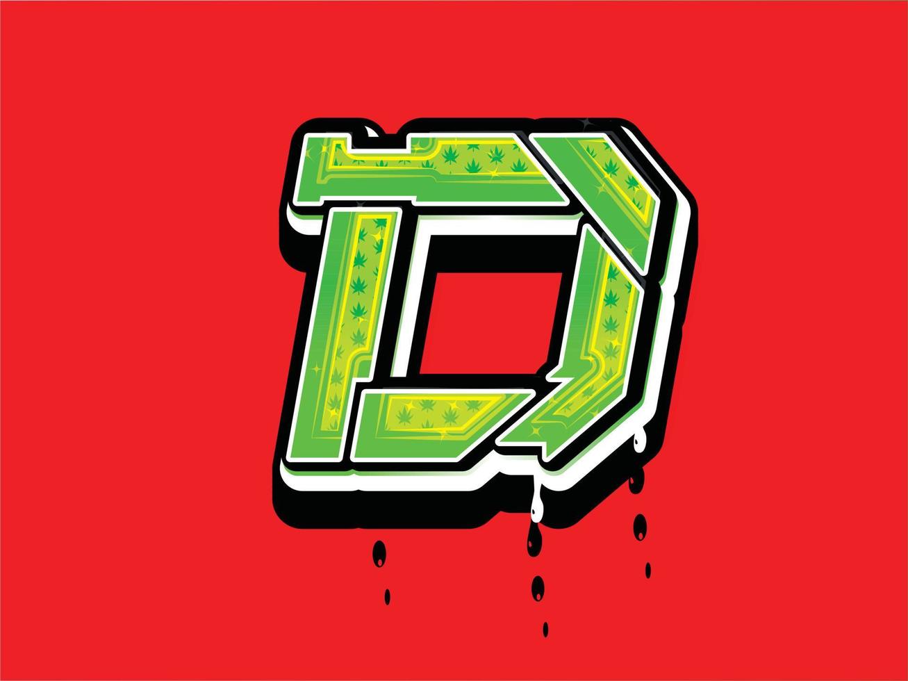 d vector de logotipo de letra de cannabis
