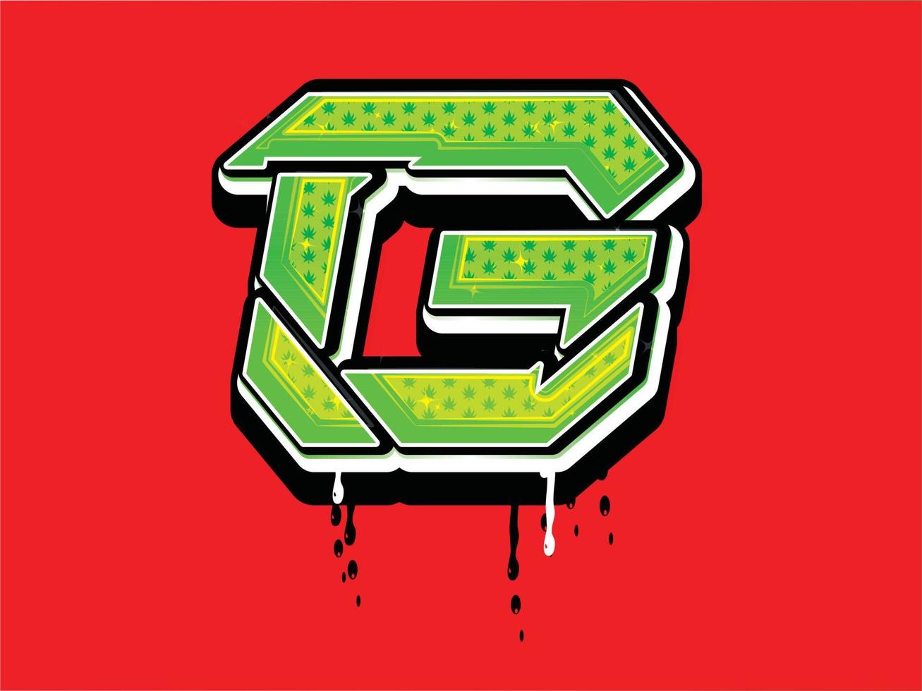 Cannabis G Letter with drip effect vector