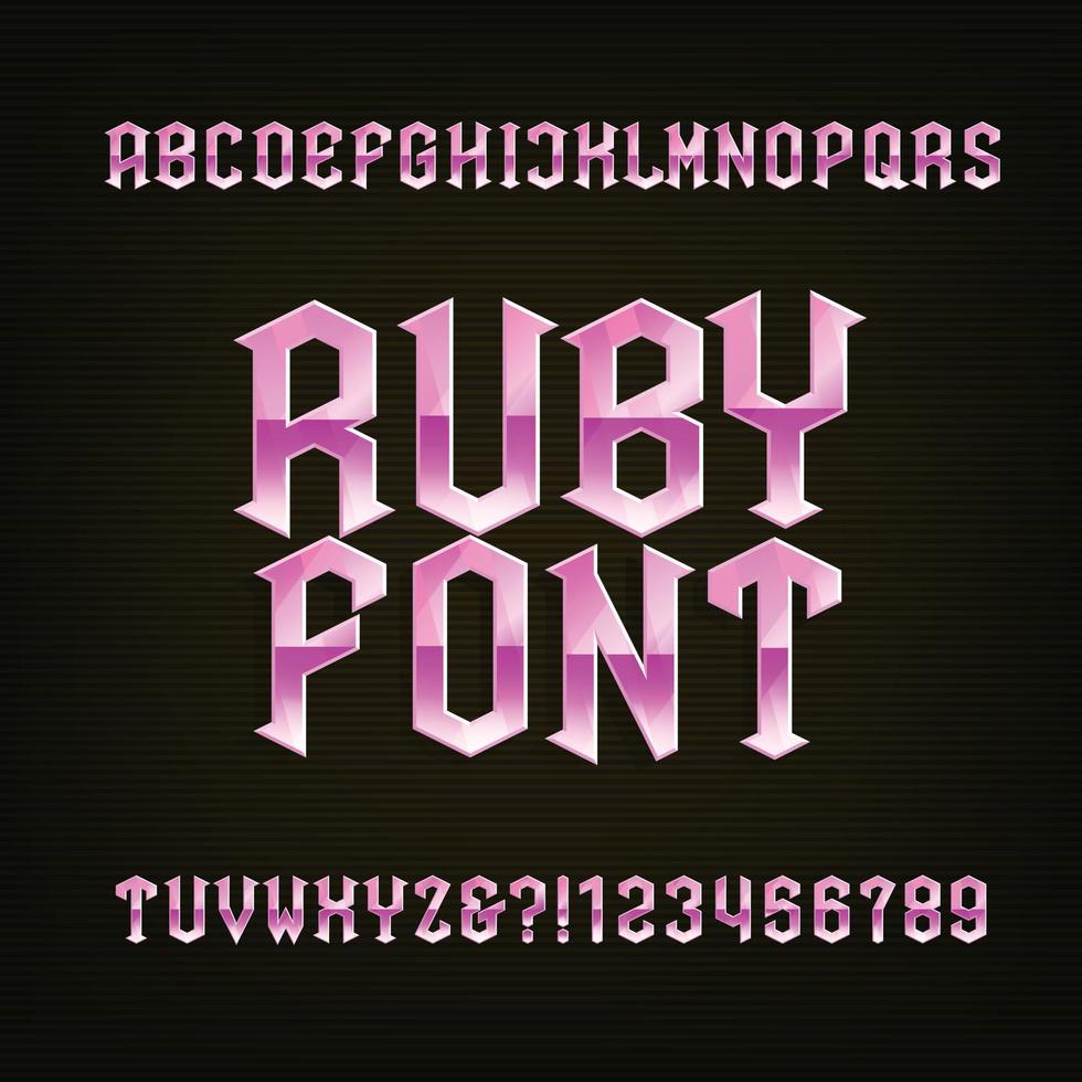 Ruby font alphabets vector